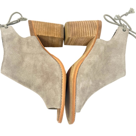 TOMS Women's Elba Desert Taupe Peep Toe Mule Heel Lace Ankle Shootie size 6 - Picture 7 of 15